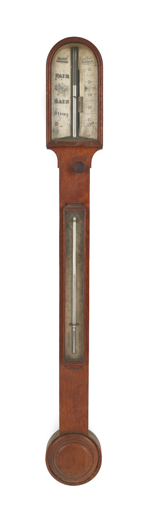 English oak stick barometer 19th
