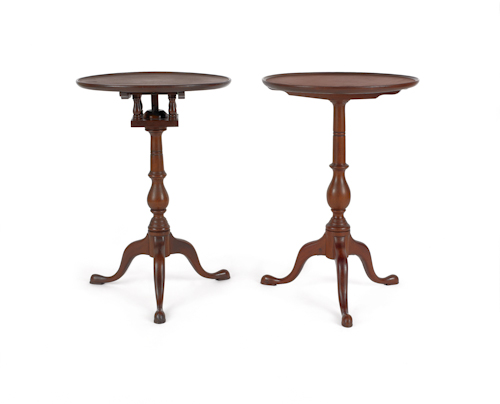 Two Queen Anne style walnut candlestands 1752f6