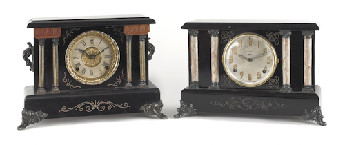 Two ebonized clocks early 20th c. Ingraham