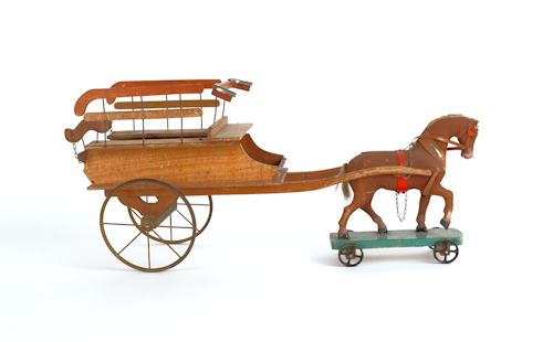 Painted horse and cart pull toy 17531f