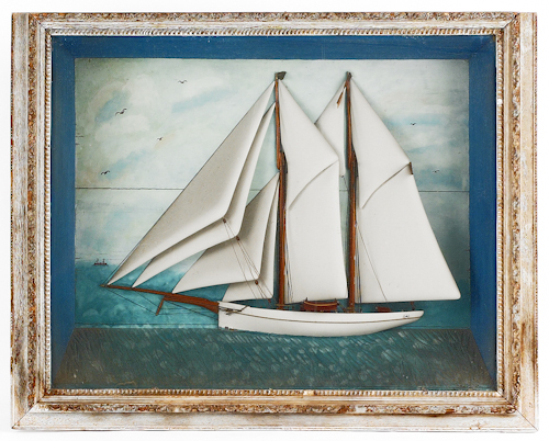 Painted diorama of a clipper ship