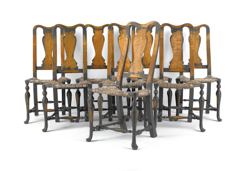 Queen Anne style tiger maple dining 17532d
