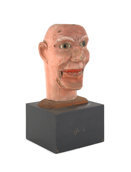 Painted pine ventriloquist head 17533f