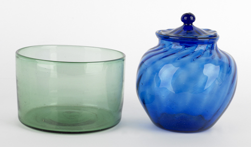 Cobalt blown glass covered sugar 175345