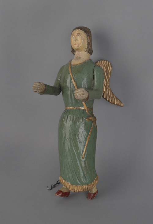 Carved and painted figure of an angel