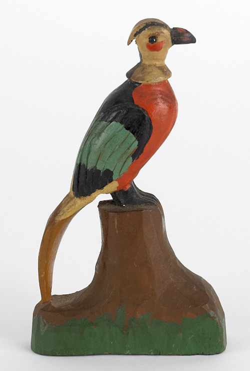 Carved and painted bird late 19th c.