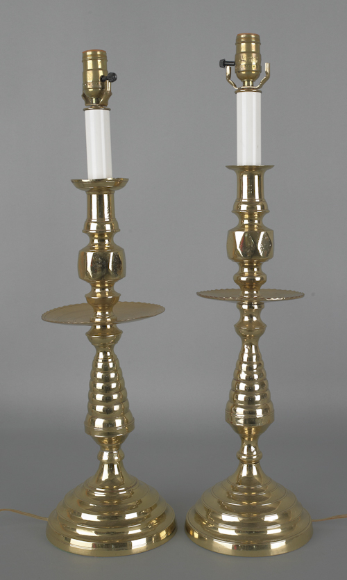 Large pair of brass candlestick