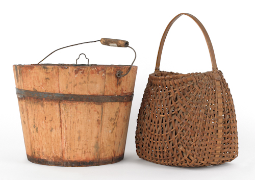Pine bucket 19th c together with 175367