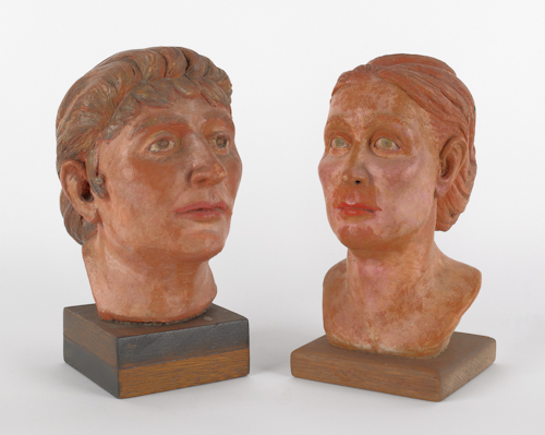 Two terra cotta portrait busts