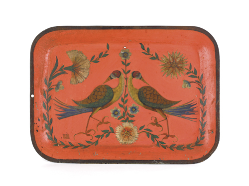 Large painted tin tray late 19th 17536c