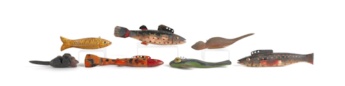 Group of contemporary painted fish decoys.