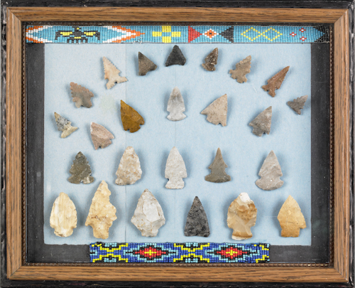 Twenty-five Native American arrowheads