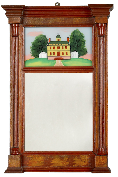 Sheraton painted pine mirror 19th 1753ff