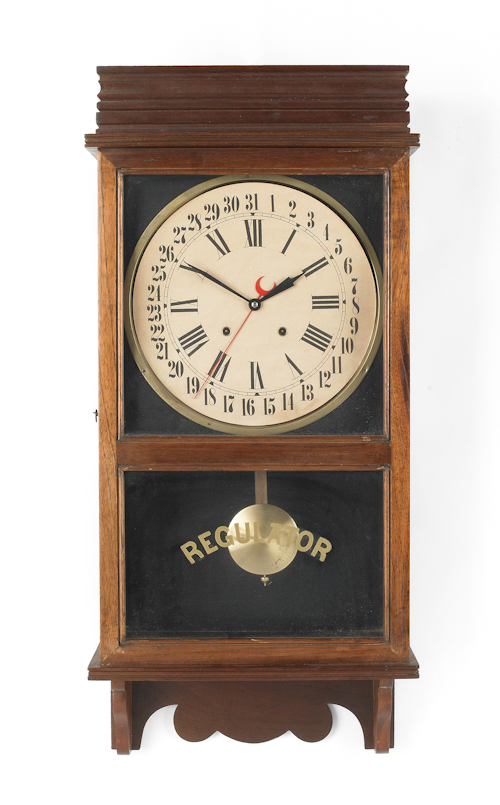 Walnut regulator clock early 20th c.