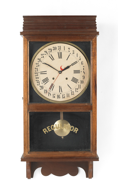 Walnut regulator clock early 20th