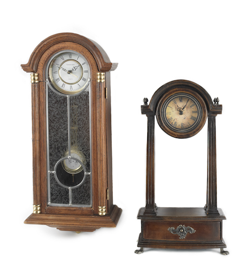 Two contemporary clocks 21 3/4"