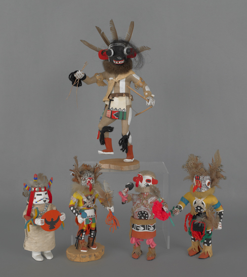 Collection of five kachina dolls tallest