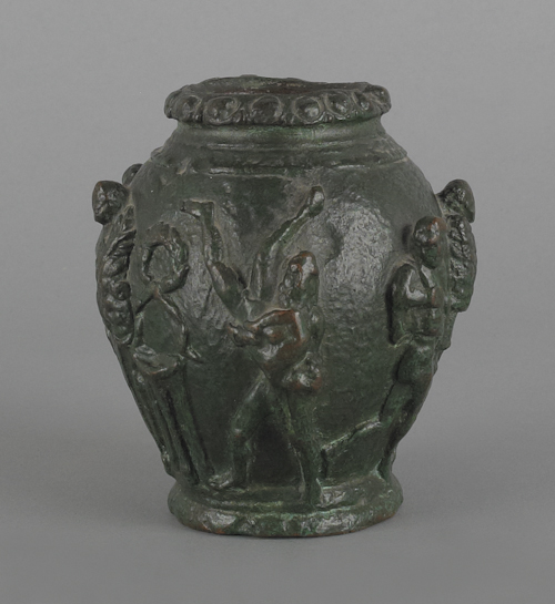 Bronze vase with relief figures 20th