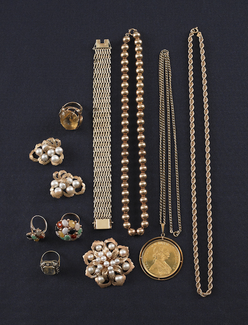 Group of mostly 14K gold jewelry