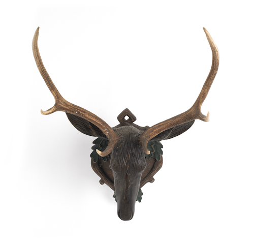 Carved and painted deer head mount 17547b