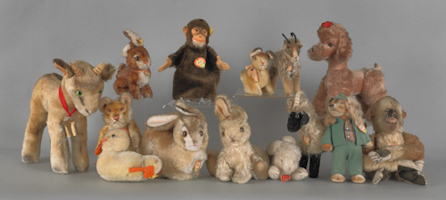 Collection of fourteen Steiff animals