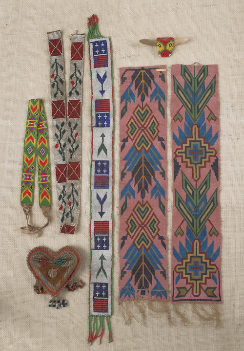 Group of beaded sash pieces to