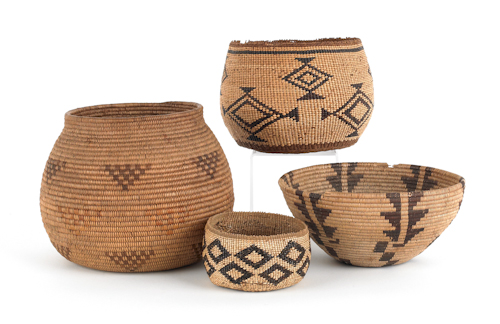 Four California woven basketry 175495