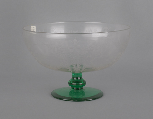 Steuben etched glass centerpiece