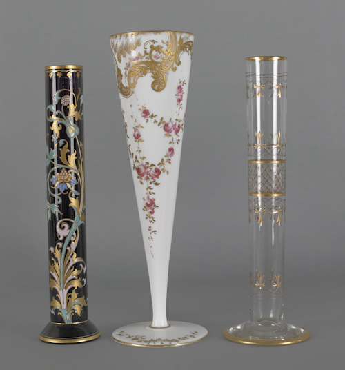 Two enameled decorated stem vases 1754fc