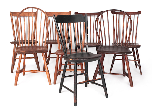 Seven miscellaneous Windsor chairs