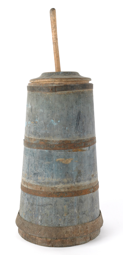 Painted pine butter churn 19th