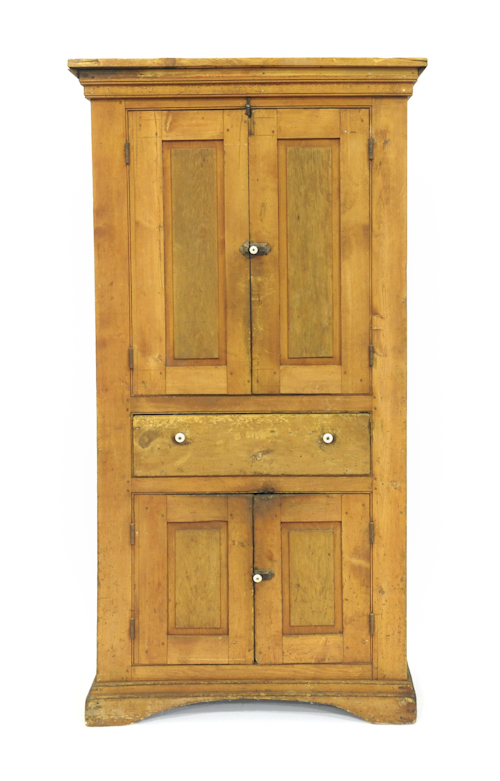 Stained pine and maple wall cupboard 175542