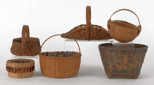 Six splint baskets 19th c. tallest