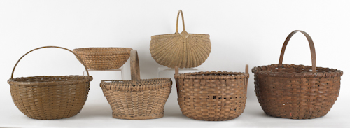 Five splint gathering baskets 19th c.