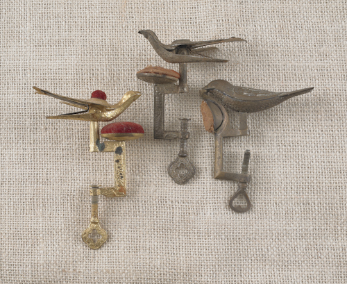 Three Victorian sewing birds late
