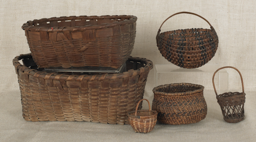 Six splint baskets 19th c. tallest