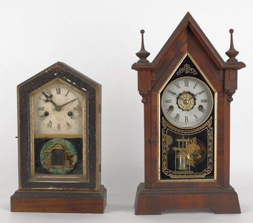 Two mahogany shelf clocks ca. 1900