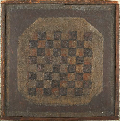 Painted pine gameboard 19th c.