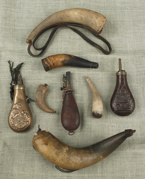 Eight powder horns 19th/20th c. ?