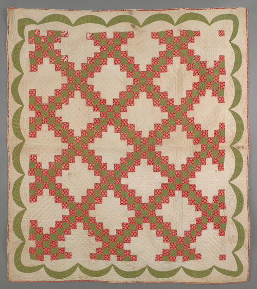 Patch work crib quilt 19th c. with a