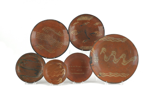 Six Pennsylvania redware plates 175584