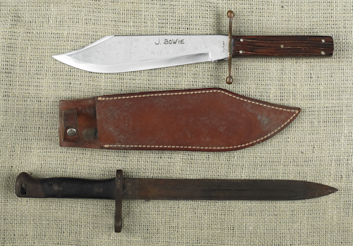Kabar bowie knife together with a German