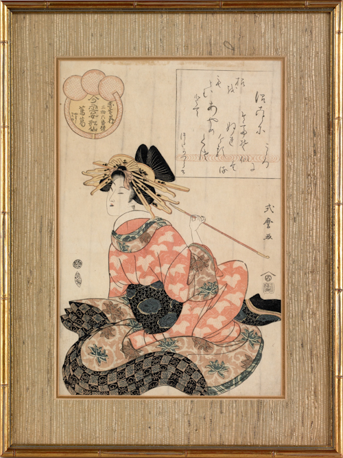 Japanese woodblock of geisha 20th c.