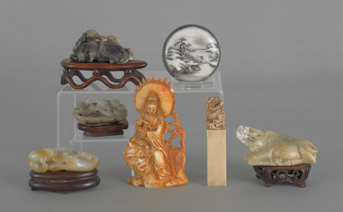Collection of carved stone and soapstone