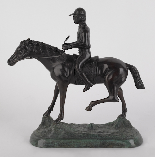 Contemporary bronze of a jockey and