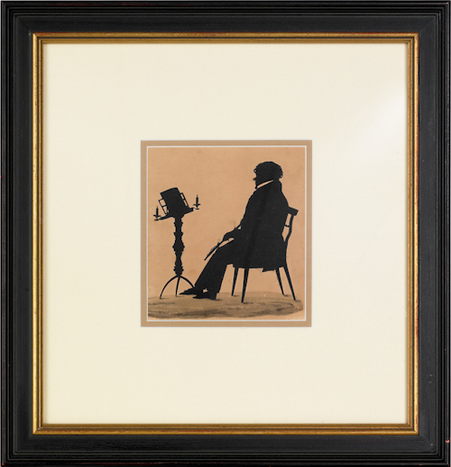 Silhouette of a seated musician 1755ff