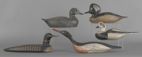 Five contemporary duck decoys longest 175606