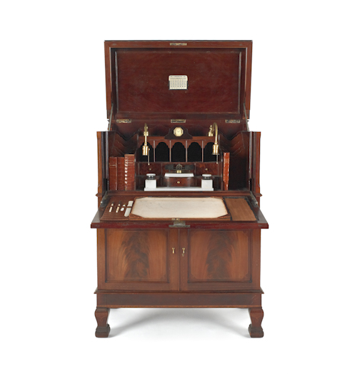 Elaborate English mahogany desk 17561c