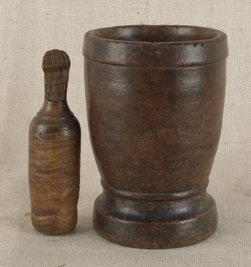 Burlwood mortar and pestle 18th 17562c