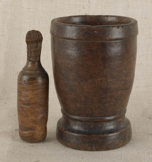 Burlwood mortar and pestle 18th